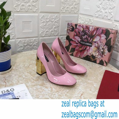 Dolce & Gabbana Heel 10.5cm Patent Leather Pumps Pink with DG Karol Heel 2021